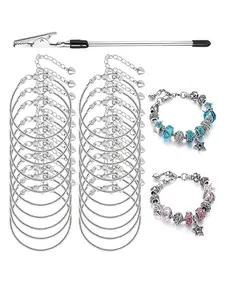 Serpentine Design Pendant Bracelet Base Chain, Stackable Stainless Steel Bracelets, Fashionable DIY Bracelet Accessories with Helper Tool, DIY Jewelry Accessories for Women & Girls