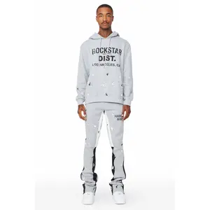 Scottie Heather Grey Paint Splatter Hoodie/Stacked Flare Track Set
