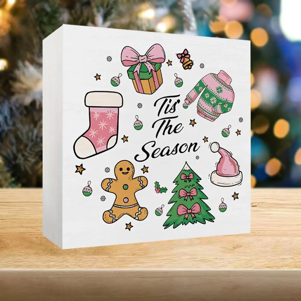 Christmas Themed Desktop Decoration, 1 Count Gingerbread Man Sweater Christmas Stocking Sign, Desktop Ornament for Home Office Dormitory School