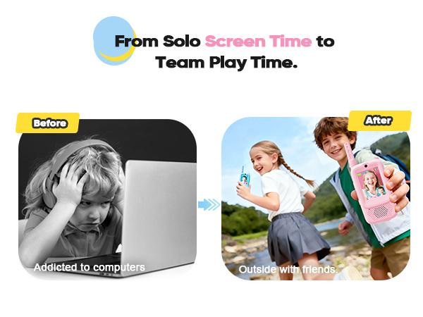 Careenoah Video Walkie Talkies for Kids 2 Pack with Voice   Changer 1000 Feet Range Fun Toys for Indoor Play   Camping Hiking Travel Birthday for Boys Girls Ages 3-10   Safe Communication Cartoon Character Design
