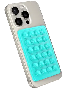 Blue StickyGrippy - Suction Phone Case Mount, Silicon Adhesive Phone Accessory for iPhone and Android, Hands-Free Fidget Toy Mirror Shower Phone Holder, Tiktok Videos and Selfies