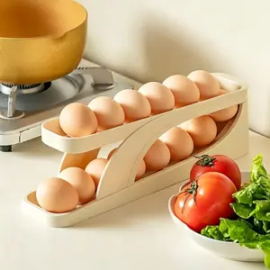 2 Layer/4 Layer Rolling Egg Rack, Space-Saving Kitchen Organizer, Holds Up to 30 Eggs, Smooth Surface, Durable Plastic, Modern Design