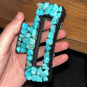 Matte black claw clip with turquoise stones