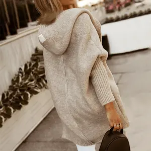 【Clearance Sale】VCPOD Women's Plain Chunky Open Front Long Sleeve Hooded Knitting Cardigan Fall Fashion Cable Knit Chunky Winter Outerwear Coats