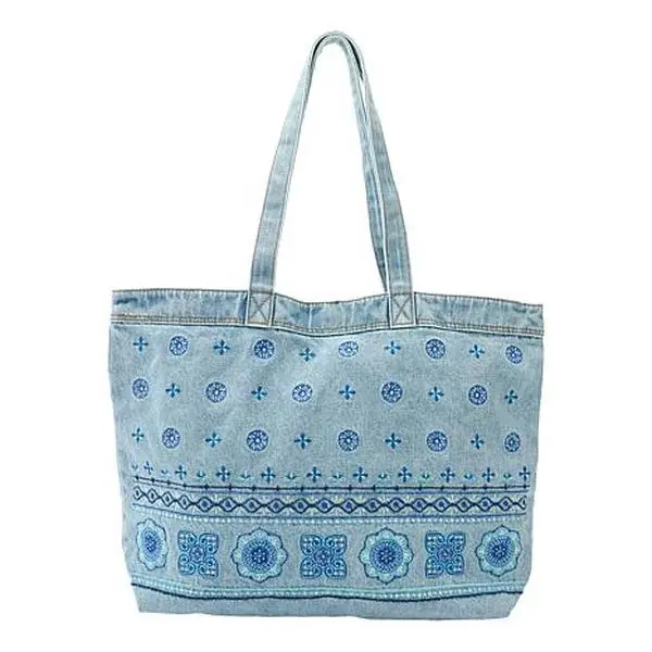 DG2 by Diane Gilman Rigid Denim Embroidered Tote Bag