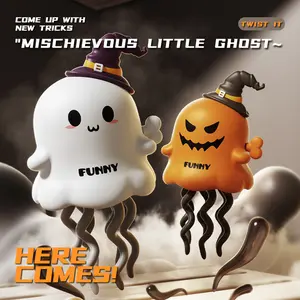 Spooky Mini Dancing Ghost Toy, Halloween & Christmas Decoration, Twisting Corn Springboard Glider, Creative Stress Relief Gift Idea