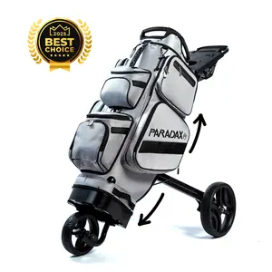 Paradax AI-1 All-In-One Golf Bag with Built-in 3-Wheel Push Cart - Gray