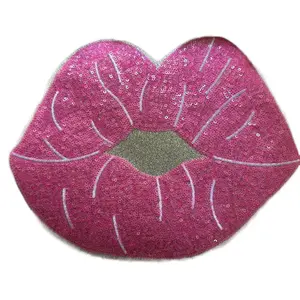 Hot Pink Sequence iron on Lips Patch - 11 Inch Width, Shiny Design, Suitable for Sewing & Heat Press, Recommended Pressing Temperature 325 Degrees