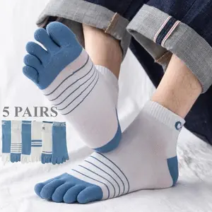 5 Pairs Five Toe Socks for Men - Spring Summer Breathable Cotton, Sports Ankle Socks with Separate Toes, Comfort Fit for Running & Casual dots  socks  sport