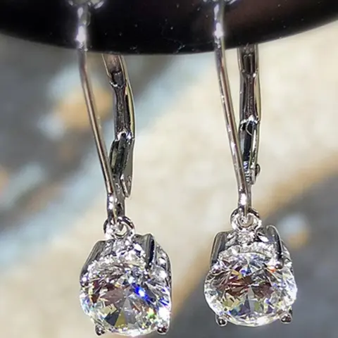 Zircon Hoop Earrings for Women, Valentine's Day Gift, Bridal Wedding Engagement Jewelry, Daily Decorative Dangle Earrings, Classic Earrings