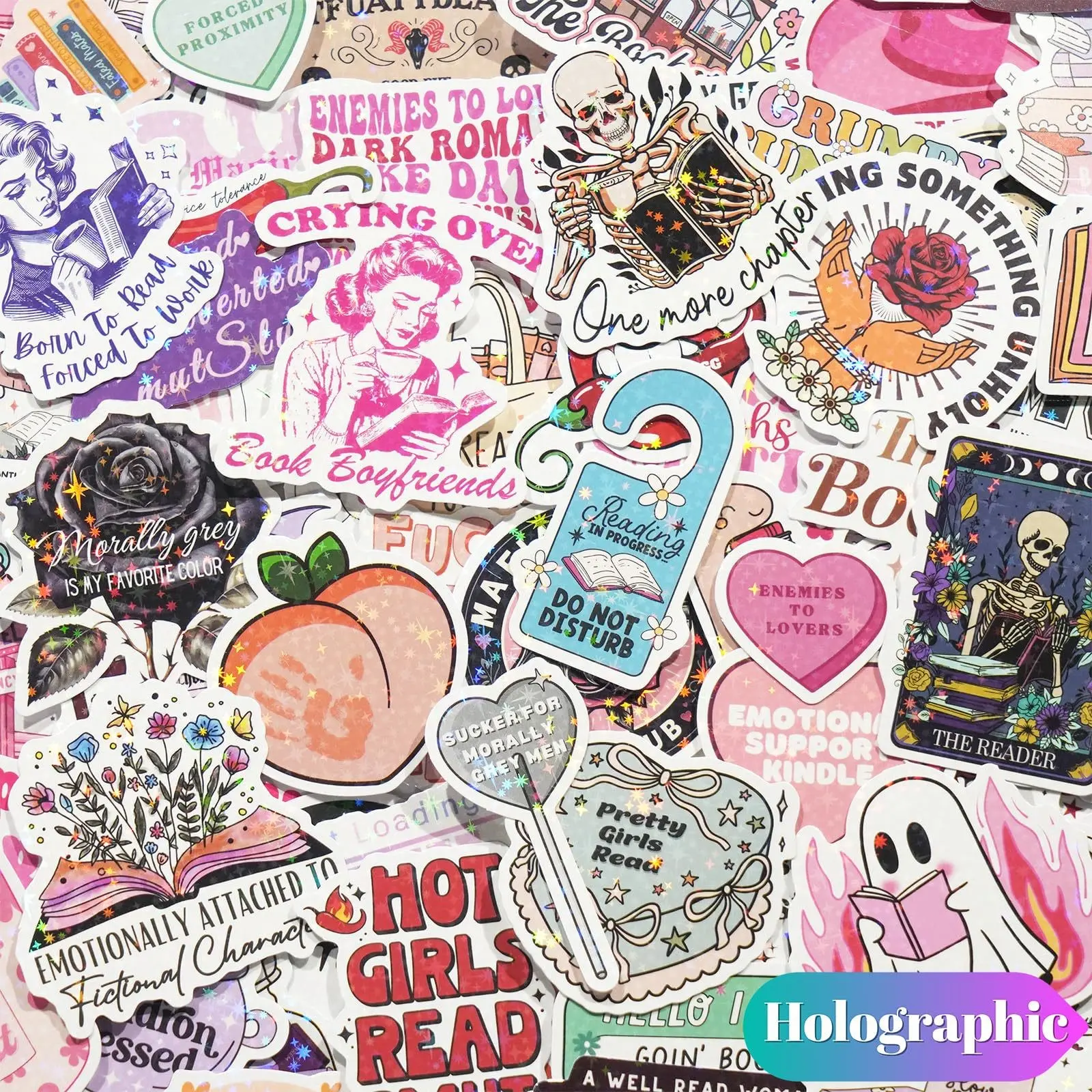 150 Pcs Glitter Fun Reading Stickers, Creative Luminous Decorative Stickers, Holographic Star Laser Shiny DIY Crafts Cup Tablet E-Book Coffee Mug Book Stickers, Cool Stickers, Decorative Decal, Sticker Set, Sticker Packs