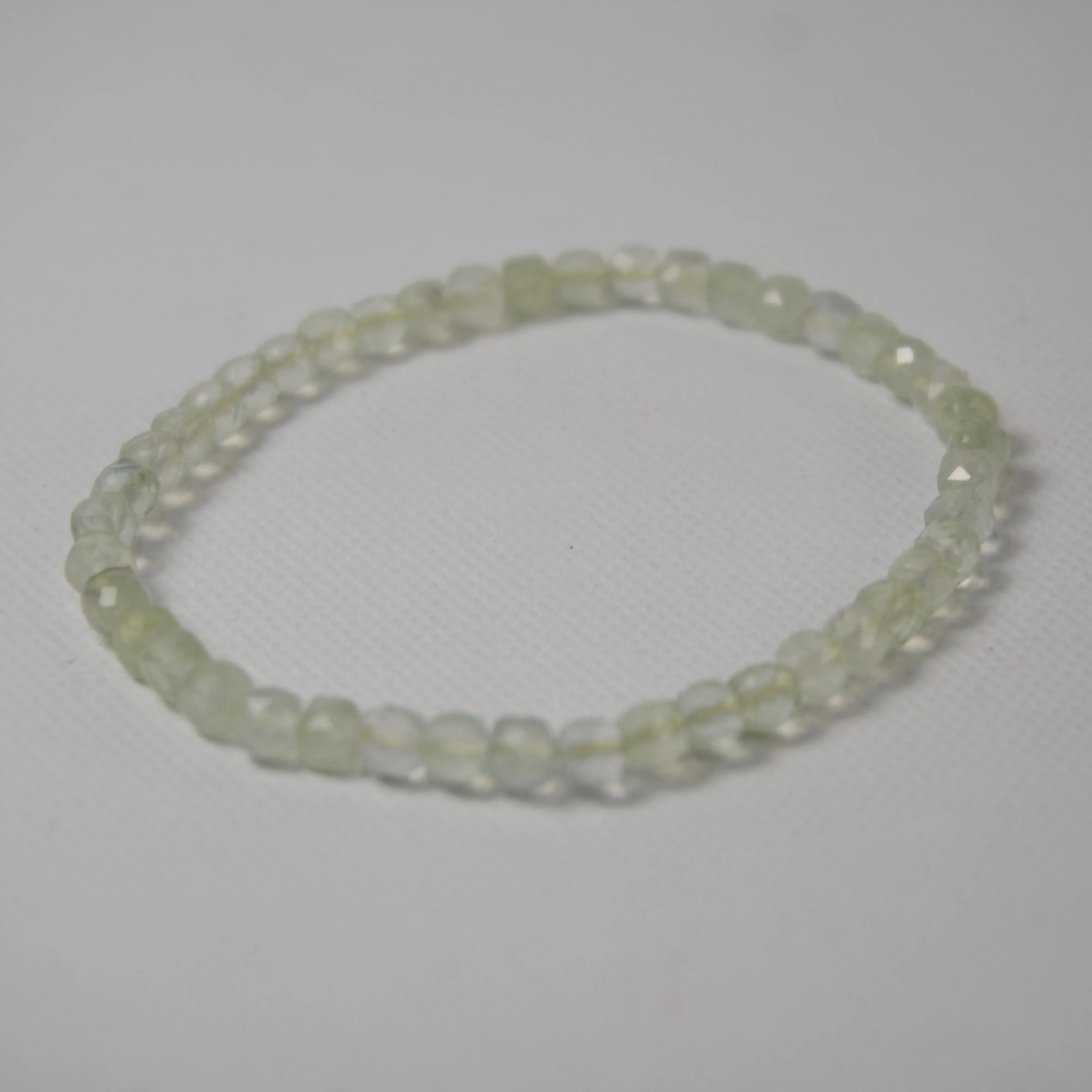 Natural Prehnite Faceted Gemstone Stretch Bracelet