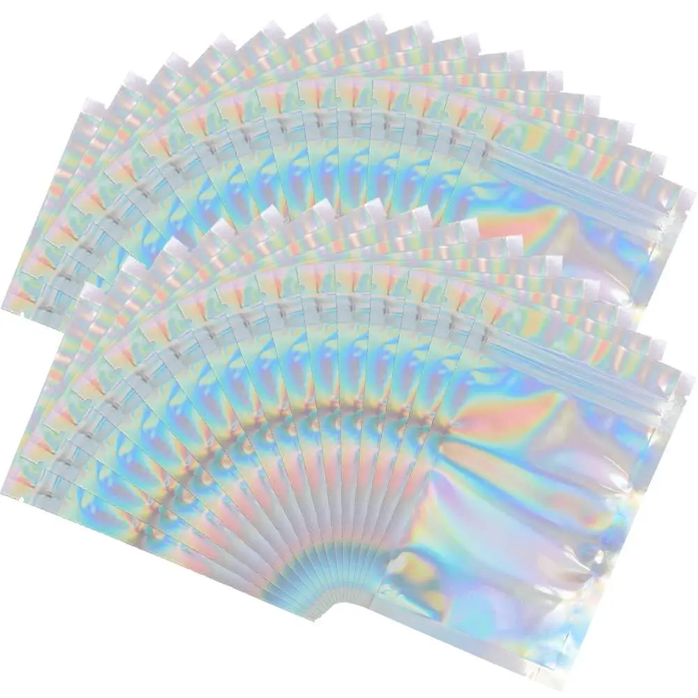 Holographic Gift Bag, 20pcs/set Reusable Sealable Gift Wrapping Bag, Gift Packaging Bag Goodie Bags for Lip Gloss, Jewelry, Cosmetic, Candy, Party Supplies
