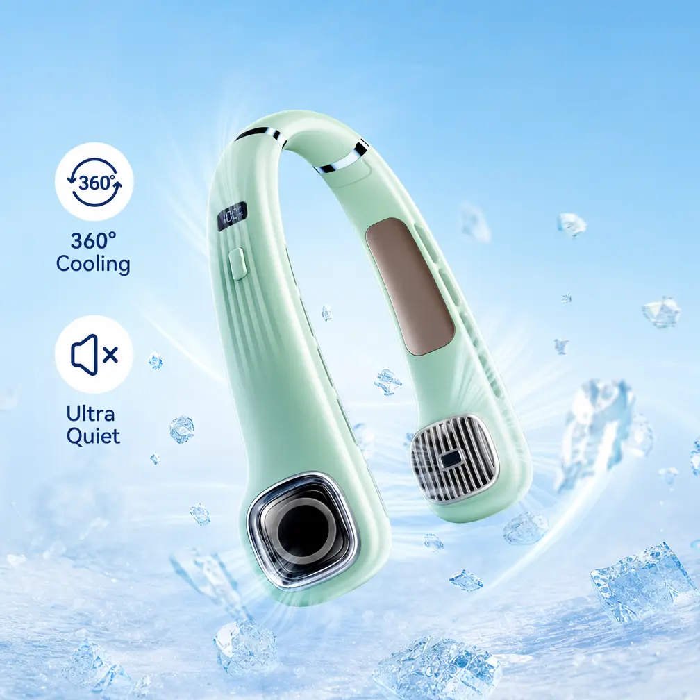 Ultra-Light, Ultra-Quiet Neck Fan – Portable Hands-Free Personal Cooling Device