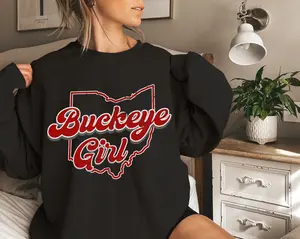 Buckeye Girl Ohio Crewneck Sweatshirt Gift, State Pride Pullover Cotton, Casual Clothing