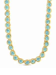 Helene Bezel Aquamarine CZ Tennis Necklace