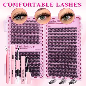 640PCS 30D+40D+50D style, lashes cluster, DIY eyelash extension set, professional and beginner-friendly, easy to use at home, Lightweight Lash Extensions