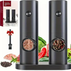 Battery-Powered Electric Salt and Pepper Grinder with Adjustable Coarseness, One-Button Operation and LED Light, Stylish Salt and Pepper Shaker