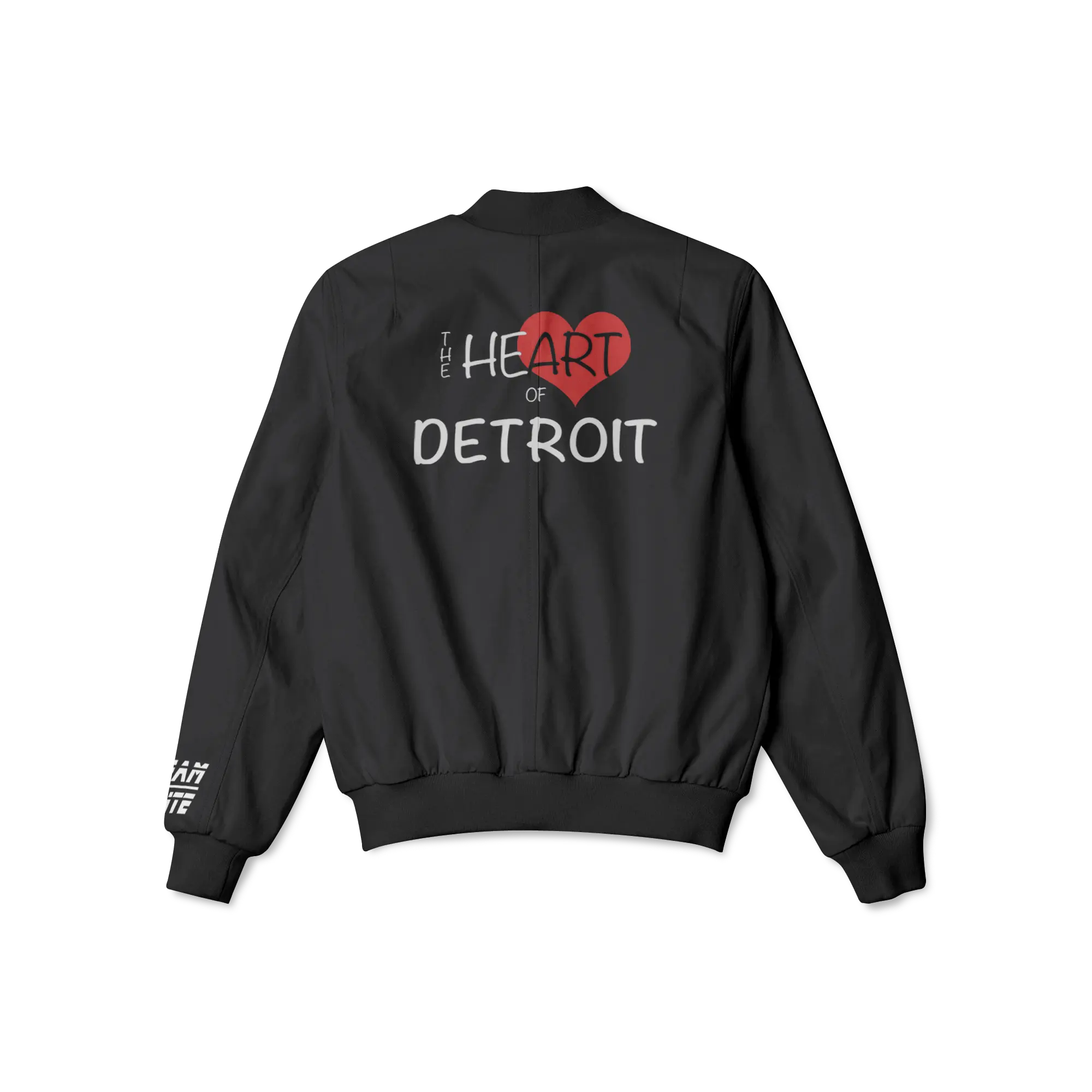 Heart of Detroit Bomber Jacket - Medium, Long Sleeve, Crew Neck, Polyester