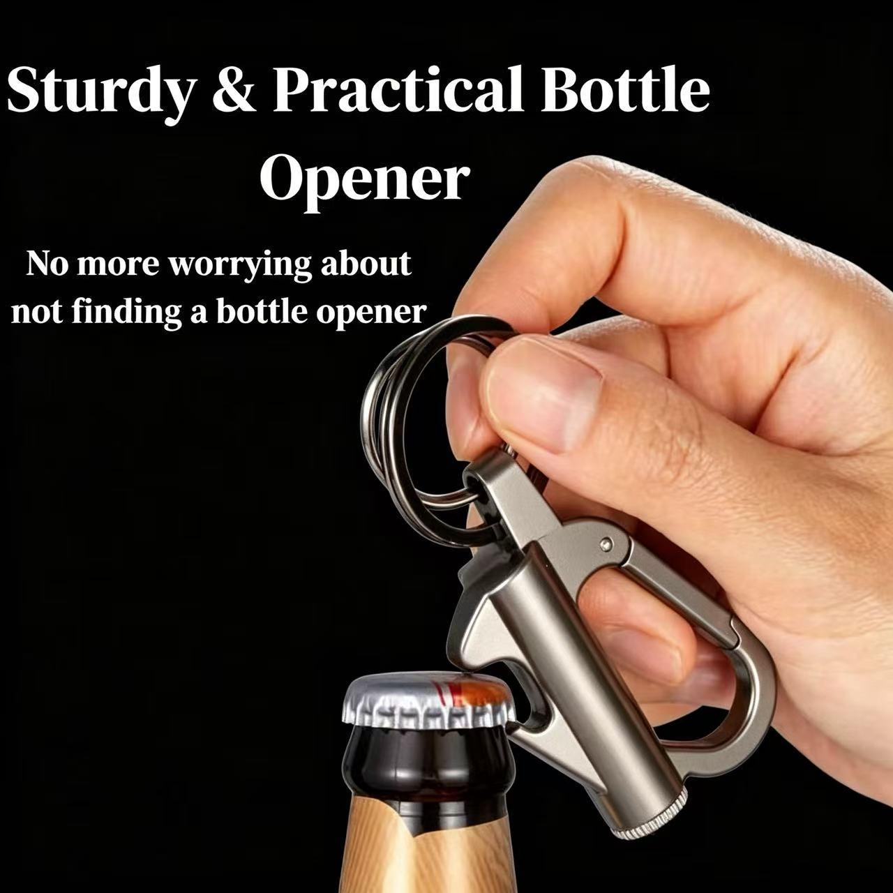 Durable Multifunctional Metal Lighter Keychain - Compact, Lightweight Unisex Adults EDC Camping Gear, Hiking Tool with Bottle Opener, Survival Equipment (No Fuel Included)