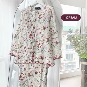 Womenswear Two Piece Blouse and Dress with Maroon Stitch Finishing, Casual Style, Floral Pattern, Stylish Design Skirt Clothes Suits matching sets 2
