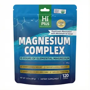 Hiplus Magnesium Complex 1200mg - 10 Forms of Elemental Magnesium for Bone & Muscle Support Non-GMO 120 Capsules,  Fitness Supplement, Fitness Vitamin ,Dietary, Natural
