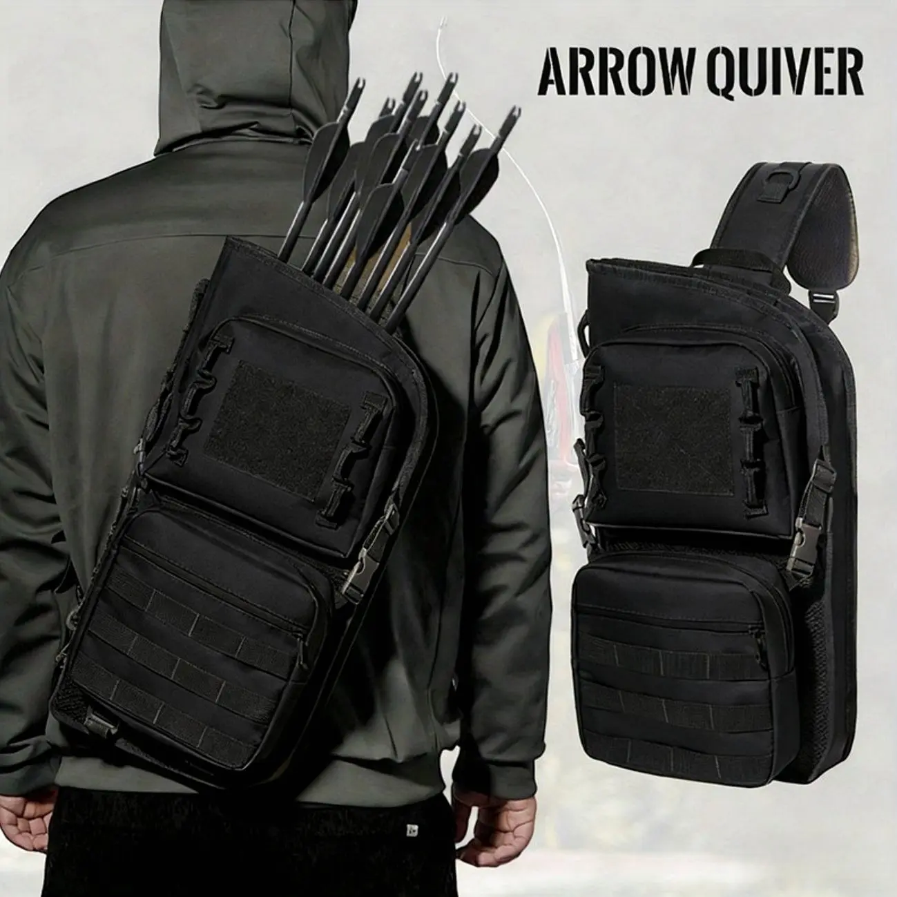 Tactical Back Arrow Quiver Durable Oxford Fabric Shoulder Carry Bag for Archery Sports and Outdoor Field Practice