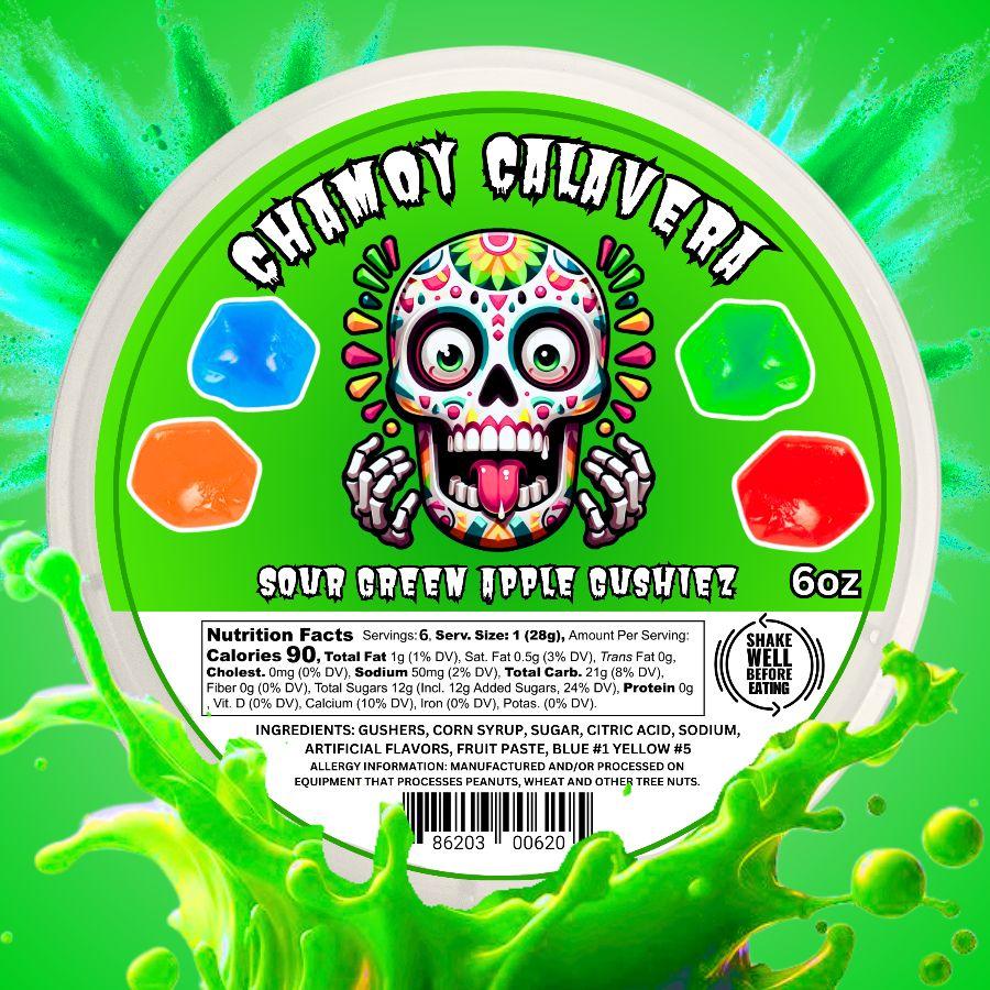 Sour Green Apple Gushiez 6oz Jar - Sour Candy - sour snack | Chamoy Calavera sour snack sour belt sweet tiktok viral Sour Green Apple Gushiez 6oz Jar - Sour Candy - sour snack | Chamoy Calavera sour snack sour belt sweet tiktok viral