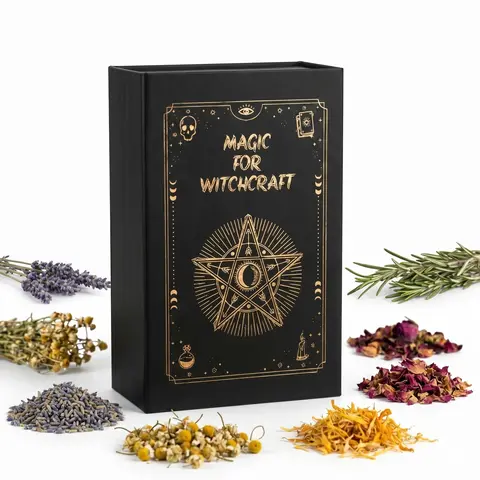 60-Pcs Witchcraft Kit - Authentic Organic Dried Flowers, Sacred Altar Supplies in Luxury Book Box, Candle/Soap Making Party Favors, Unisex Beginners & Experts Best Set of Supplies, Christmas Gift Home Fragrance