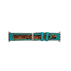 Flora Falls Hand-Tooled Leather Watchband