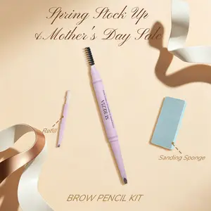 SUREZIA Feather Edge Brow Pencil 3-in-1 Kit (Pencil + Refill + Sanding Sponge) Dual-Effect Tip for Two Looks Stays Sharp