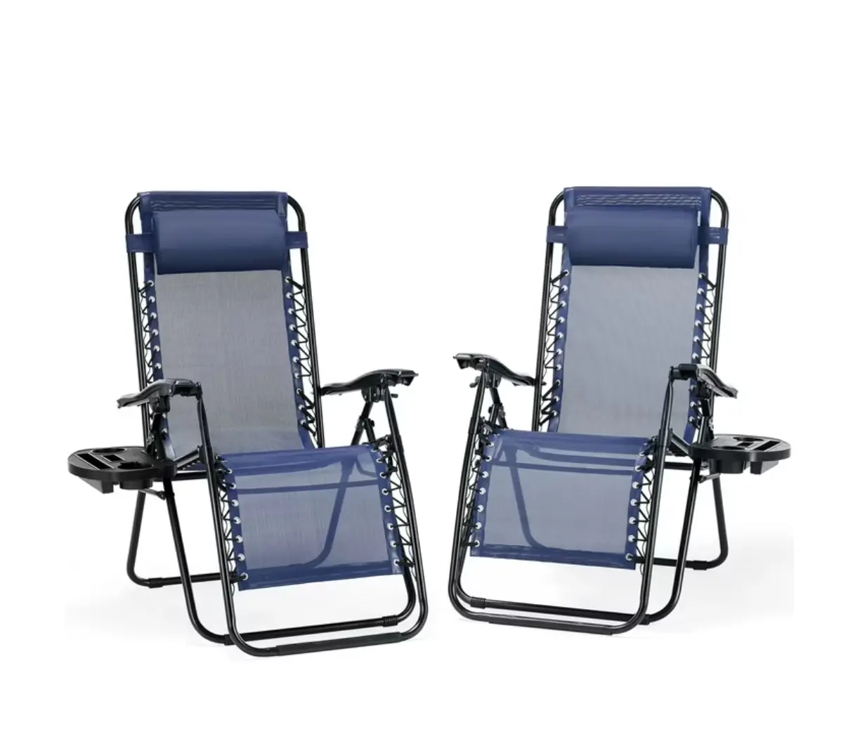 2-Pack Zero Gravity Lounge Chairs,Folding Recliners with Pillow & Cup Holder for Outdoor Patio, Pool, Beach