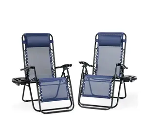 2-Pack Zero Gravity Lounge Chairs,Folding Recliners with Pillow & Cup Holder for Outdoor Patio, Pool, Beach