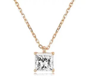 Square Solitaire Necklace (Rose Gold)