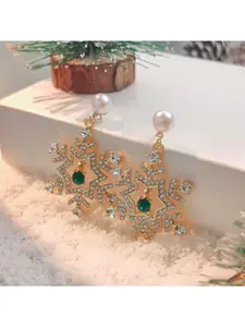 2026 Christmas Thanksgiving Gift Snowflake Micro-Inlaid Pendant Earrings High-End Christmas Jewelry Bestseller