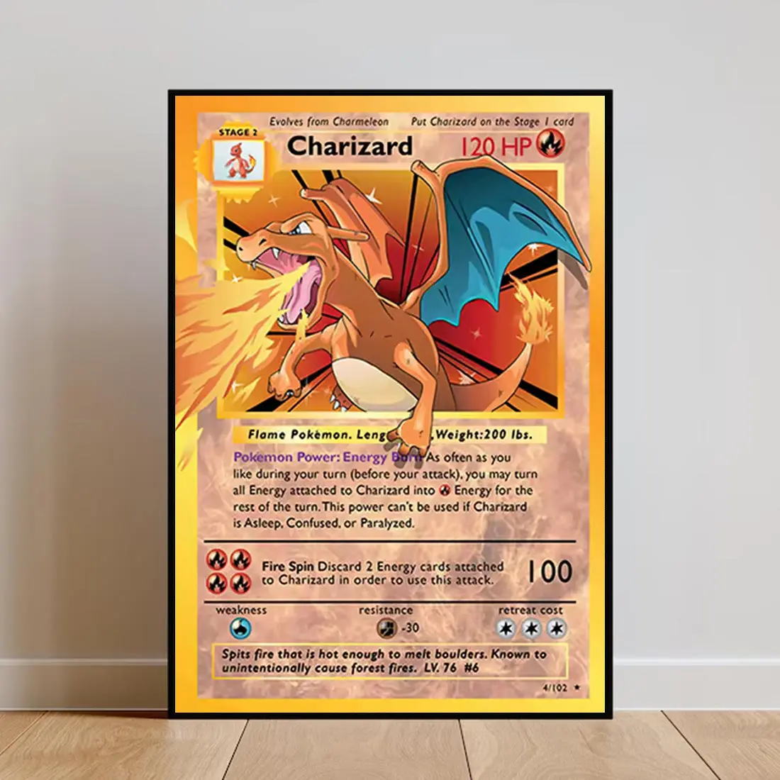 Pokemon Charizazd Cartoon Card Poster ,Charizazd Pokemon Poster Anime  Canvas Sticky Wall Art Printing Waterproof Home Living Bed Room Bar  Aesthetic Decor - TikTok Shop
