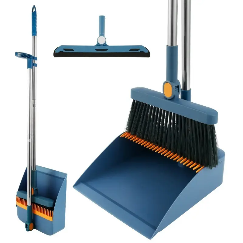 3pcs/set Broom and Dustpan Set Combination Long Handle 180° Rotating Floor Broom Squeegee Dustpan Set Portable Squeegee Broom