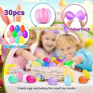 30pcs Easter Theme Party Favor Eggs Plastic Egg Bulk Empty, Bright Fillable Capsule Egg, Easter Basket Stuffers,Empty Large Enough to Hold Toy and Candy, Ideal for Easter egg hunts, party favors, Easter basket fillers, ewards, or spring party activities