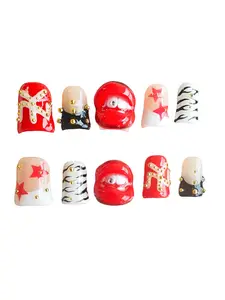 JmDrnails duck Nails 10 Pcs Handmade Acrylic Press on Nails Holographic Glitter Accents | Salon-Quality sparkly desgin Statement Nails