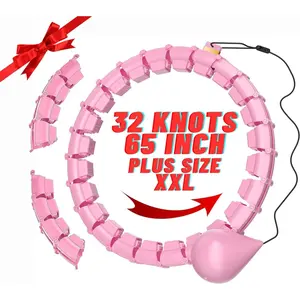 65inch 32 Knots Plus Size Quiet Weighted Hula Infinity Fitness Detachable Hoops Smart Silent Infinity Hula for Women 2 in 1 Waist and Abdominal Workout Hoop