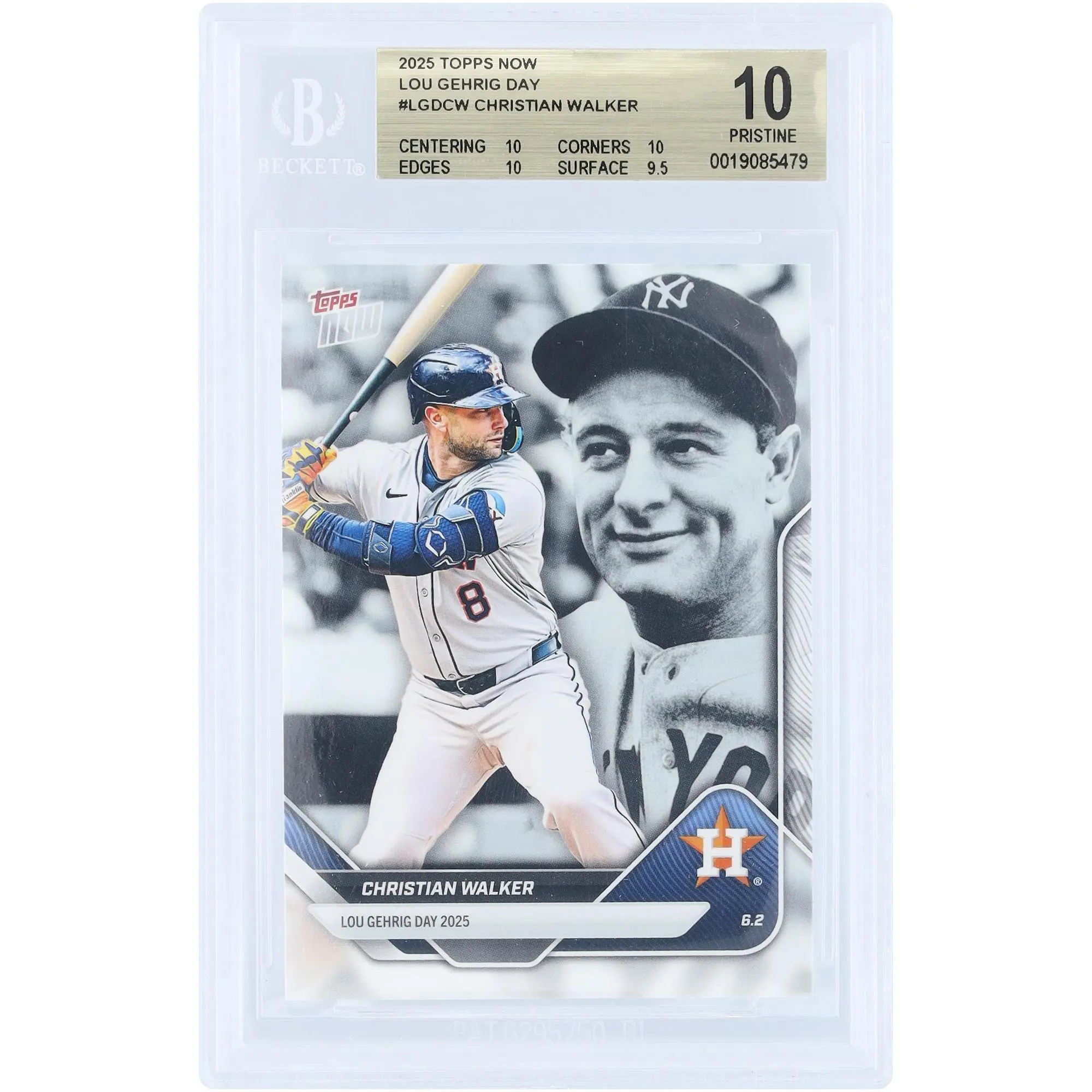 Christian Walker Detroit Tigers 2025 Topps Now Lou Gehrig Day #LGD-CW BGS Authenticated 10 Card - 10,10,10,9.5 Subgrades
