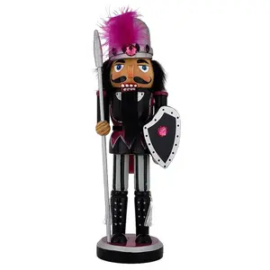 Knight Nutcracker Black Purple Costume and Shield 10 inch