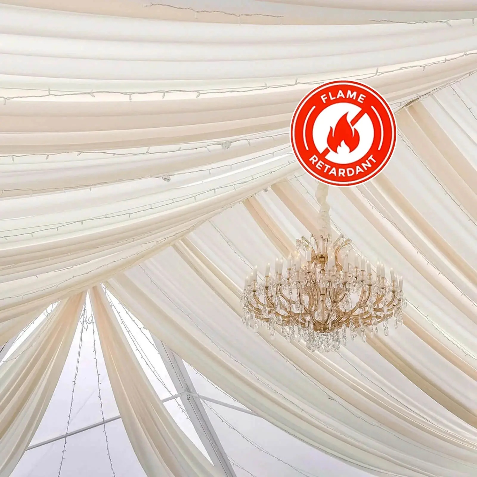 Nude Sheer Durable Flame Resistant Ceiling/Curtain Draping Panels 10ftx20ft