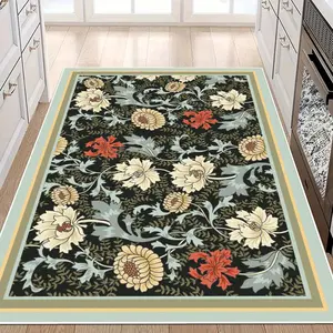 Floral Pattern Kitchen Runner Rug, 1 Count Non-slip Soft Floor Mat, Decorative Carpet for Home Kitchen Living Room Bedroom