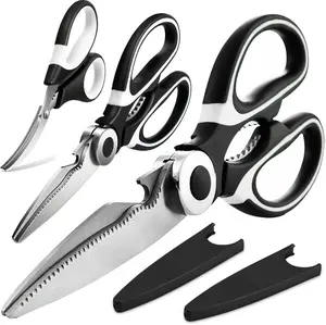 Kitchen Scissors All Purpose 3 Pack - Heavy Duty Stainless Steel Cooking Shears for Cutting Meat, Food, Fish, Poultry Multipurpose Sharp Sissors for Dishwasher Safe