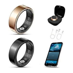 2-Pack Luxury Wearable Smart Ring - Minimalist Stainless Steel Bluetooth Smart Ring with Long Battery, Waterproof Gilded & Black Jewelry Accessory, Android Compatible for Daily Wear, Gifting Smart Sleep and Fitness Ring Rose Gold