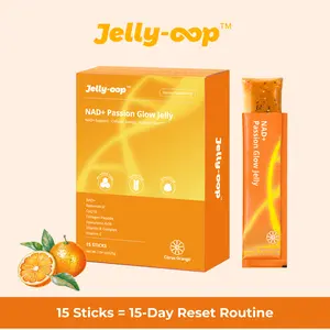 Jelly-oop NAD+ Collagen Jelly - NMN Alternative for Anti-Aging, Energy, Renewal, Glowing Skin - NAD+, CoQ10, Resveratrol, D-Ribose, Collagen, Hyaluronic Acid, Vitamin B1, B2, C | Low Calories, Antioxidant Beauty Blend | Citrus Orange Flavor | 15 Sticks