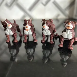 Pit Bull Terrier 3D printed articulated dog figurine statue decoration brown white