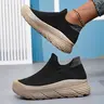 Women's Preppy Daily Casual Sneakers - Cozy Breathable Knit Fabric Athletic Shoes, Synthetic Wide-Fit Low-Top Ankle Footwear with Cushioned Thick Sole, Slip-On in Seconds for Errand-Ready Walking