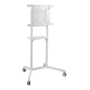 Interactive Display Stand | Mobile TV Flip Cart with Accessory Shelf